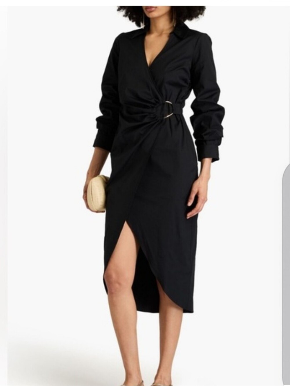 Veronica Beard Black Wrap Midi Dress